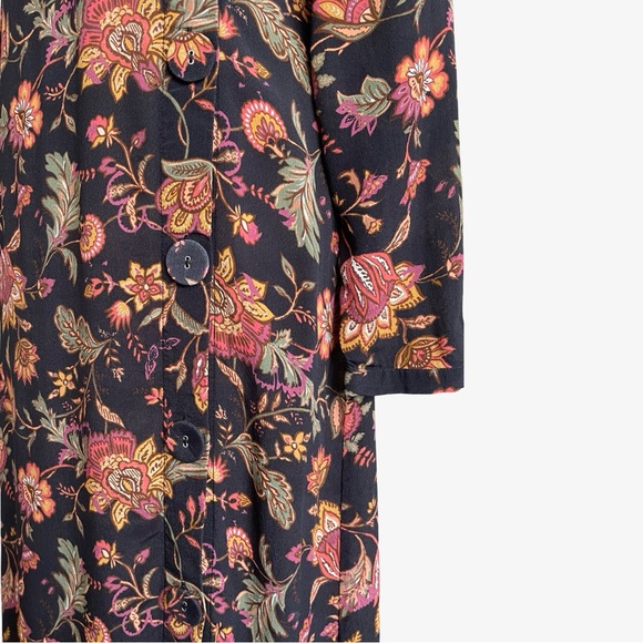 Anthropologie x Kachel Mixed Floral Print Long-Sleeve Midi Dress Black Sz 2 EUC - Picture 5 of 16